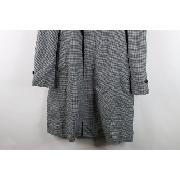 Vtg 60s 70s Streetwear Mens 38S Rayon Blend Houndstooth Trench Coat Rain Jacket - Picture 3 of 16